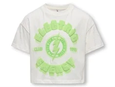 Kids ONLY t-shirt cloud dancer med grønt print